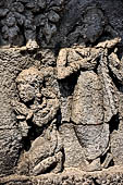 Candi Panataran - Main Temple. Krishnayana reliefs. The spoils of victory, female captives from Yawana. 